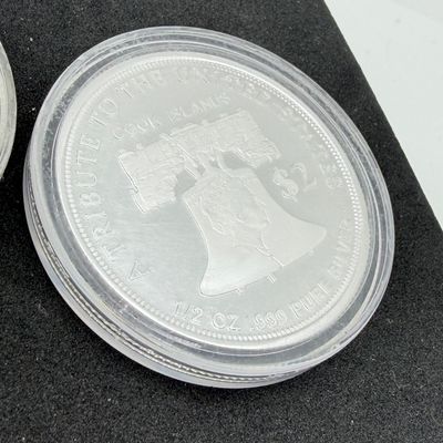 LOT 122: Two Cook Islands 1/2 Ounce .999 Fine Silver $2 American Double Eagle Coins