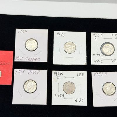LOT 80: Collection of 90% Silver US Roosevelt Dimes - 7 Coins