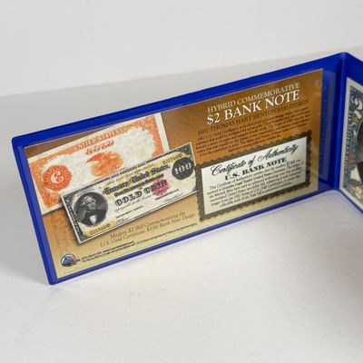 LOT 41: Hybrid $2 Bill w. Commemorative Art Overlays in Cases w/ Certificates from Merrick Mint (4)