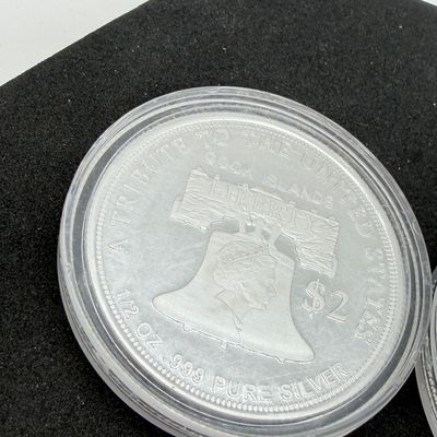 LOT 120: Two Cook Islands 1/2 Ounce .999 Fine Silver $2 American Double Eagle Coins