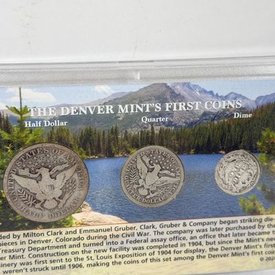 LOT 43: 1906 First Year Denver Mint Silver U.S. Coin Set - Barber Half Dollar, Quarter and Dime