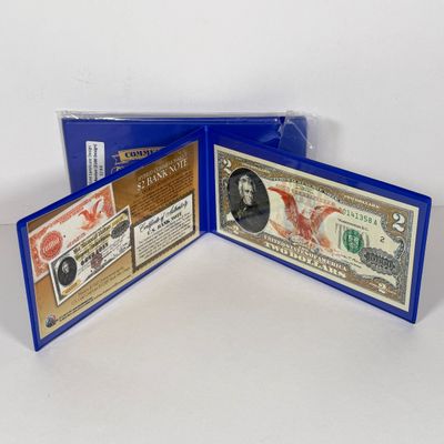 LOT 41: Hybrid $2 Bill w. Commemorative Art Overlays in Cases w/ Certificates from Merrick Mint (4)