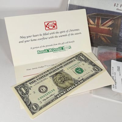 LOT 46: Art Overlaid US Bills - $1 and $2 Notes