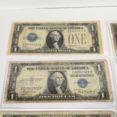 LOT 16: One Dollar Silver Certificate Bills (9) Mixed Lot - 1934, 1957, Hawaii 1935 and More