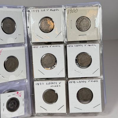 LOT 36: Collection of Liberty "V" Nickels - Between Years 1883 and 1912 - in Collector Booklet