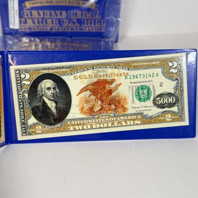 LOT 41: Hybrid $2 Bill w. Commemorative Art Overlays in Cases w/ Certificates from Merrick Mint (4)