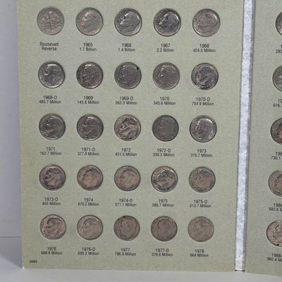 LOT 30: Roosevelt Dime Collection Book - 1965-1999 - Filled with Dimes (Non-Silver)