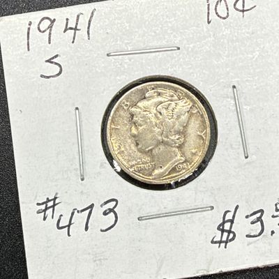 LOT 123: Collection of Mercury Dimes - 90% Silver - 12 U.S. Coins