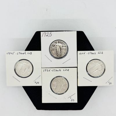 LOT 118: Four 1925 Standing Liberty 90% Silver US Quarters