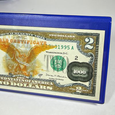 LOT 41: Hybrid $2 Bill w. Commemorative Art Overlays in Cases w/ Certificates from Merrick Mint (4)