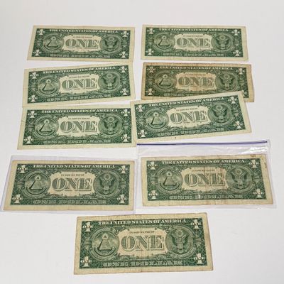 LOT 7: One Dollar Silver Certificate Bills (9) 1957