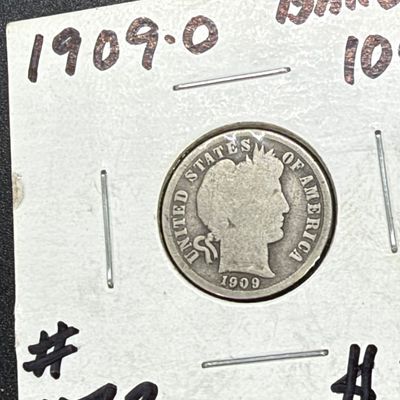LOT 69: Collection of Barber Dimes - 90% Silver - Nine U.S. Coins