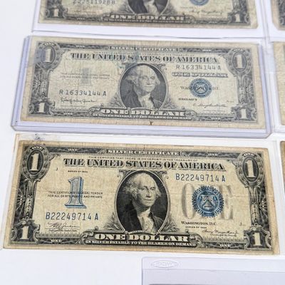 LOT 16: One Dollar Silver Certificate Bills (9) Mixed Lot - 1934, 1957, Hawaii 1935 and More