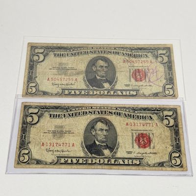 LOT 17: Collection of Vintage $5 Bills