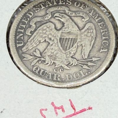 LOT 97: 1877-CC - Carson City Seated Liberty Quarter - 90% Silver
