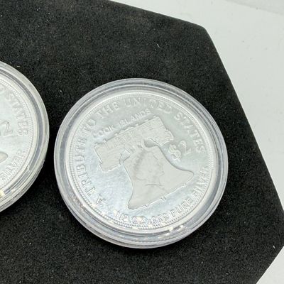 LOT 122: Two Cook Islands 1/2 Ounce .999 Fine Silver $2 American Double Eagle Coins