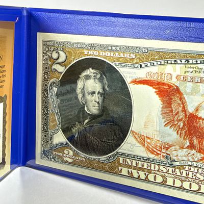 LOT 41: Hybrid $2 Bill w. Commemorative Art Overlays in Cases w/ Certificates from Merrick Mint (4)