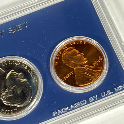 LOT 42: Two U.S. Proof Sets - 1956 w/ 90% Silver Franklin Half, Quarter and Dime, and 1966 w/ 40% Silver Kennedy Half