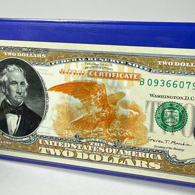 LOT 41: Hybrid $2 Bill w. Commemorative Art Overlays in Cases w/ Certificates from Merrick Mint (4)