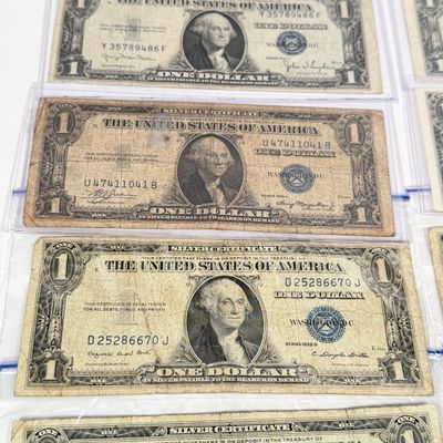 LOT 15: One Dollar Silver Certificate Bills (11) 1935