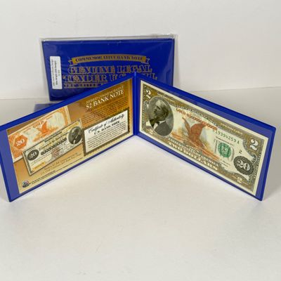 LOT 40: Hybrid $2 Bill w. Commemorative Art Overlays in Cases w/ Certificates from Merrick Mint (3)