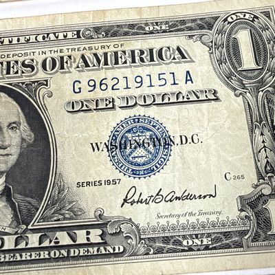 LOT 29: One Dollar U.S. Silver Certificate Bills (10) 1957