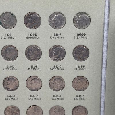 LOT 30: Roosevelt Dime Collection Book - 1965-1999 - Filled with Dimes (Non-Silver)