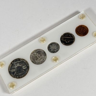 LOT 42: Two U.S. Proof Sets - 1956 w/ 90% Silver Franklin Half, Quarter and Dime, and 1966 w/ 40% Silver Kennedy Half