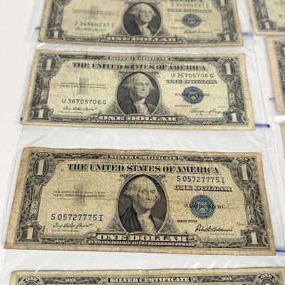 LOT 20: One Dollar U.S. Silver Certificate Bills (10) 1935
