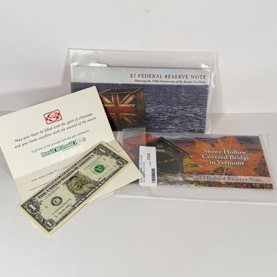 LOT 46: Art Overlaid US Bills - $1 and $2 Notes