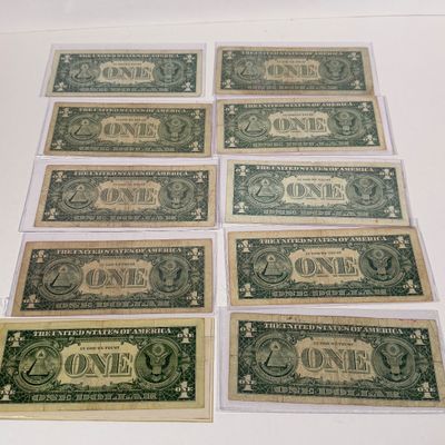 LOT 8: One Dollar Silver Certificate Bills (10) 1957