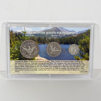LOT 43: 1906 First Year Denver Mint Silver U.S. Coin Set - Barber Half Dollar, Quarter and Dime