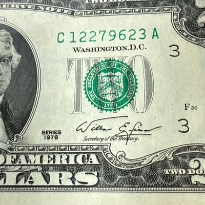 LOT 21: Collection of U.S. $2 Bills - One 1976 w/ First Day Stamp