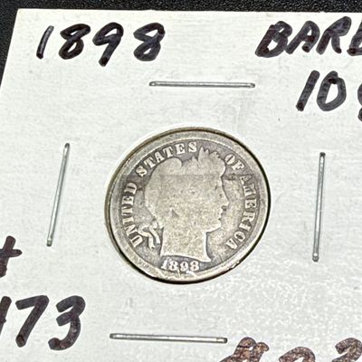 LOT 69: Collection of Barber Dimes - 90% Silver - Nine U.S. Coins