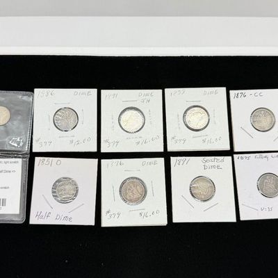 LOT 75: Collection of Seated Liberty US Dimes and More
