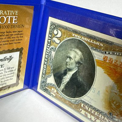 LOT 41: Hybrid $2 Bill w. Commemorative Art Overlays in Cases w/ Certificates from Merrick Mint (4)