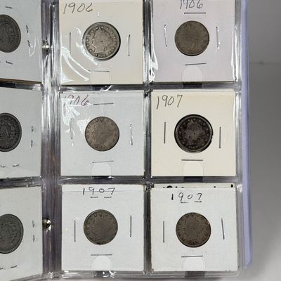 LOT 36: Collection of Liberty "V" Nickels - Between Years 1883 and 1912 - in Collector Booklet