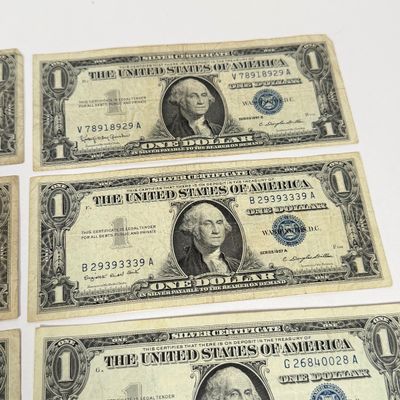 LOT 25: One Dollar U.S. Silver Certificate Bills (10) 1957
