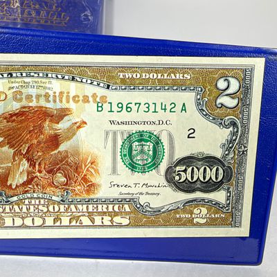LOT 41: Hybrid $2 Bill w. Commemorative Art Overlays in Cases w/ Certificates from Merrick Mint (4)