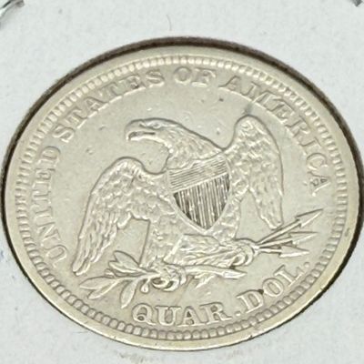 LOT 100: 1855 Seated Liberty Quarter - With Arrows - 90% Silver US Coin