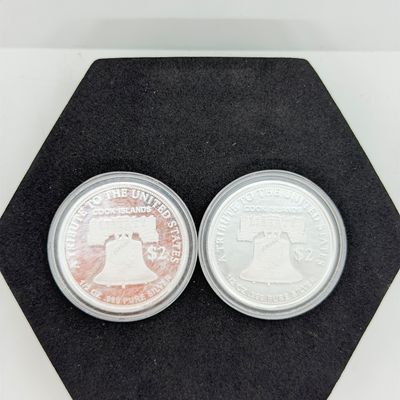 LOT 121: Two Cook Islands 1/2 Ounce .999 Fine Silver $2 American Double Eagle Coins