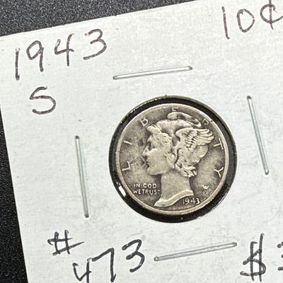 LOT 123: Collection of Mercury Dimes - 90% Silver - 12 U.S. Coins