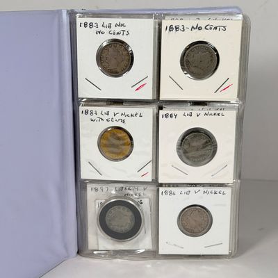 LOT 36: Collection of Liberty "V" Nickels - Between Years 1883 and 1912 - in Collector Booklet