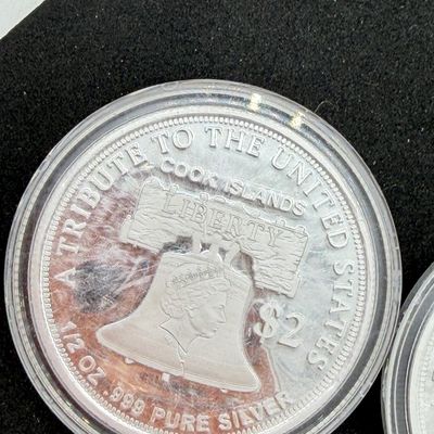 LOT 120: Two Cook Islands 1/2 Ounce .999 Fine Silver $2 American Double Eagle Coins