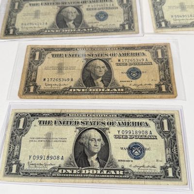 LOT 9: One Dollar Silver Certificate Bills (10) 1957