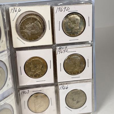 LOT 39: Collection of Kennedy Half Dollars - 40% Silver - 1966 through 1969 - in Collector Booklet