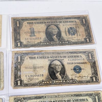 LOT 16: One Dollar Silver Certificate Bills (9) Mixed Lot - 1934, 1957, Hawaii 1935 and More