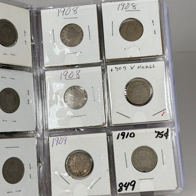 LOT 36: Collection of Liberty "V" Nickels - Between Years 1883 and 1912 - in Collector Booklet