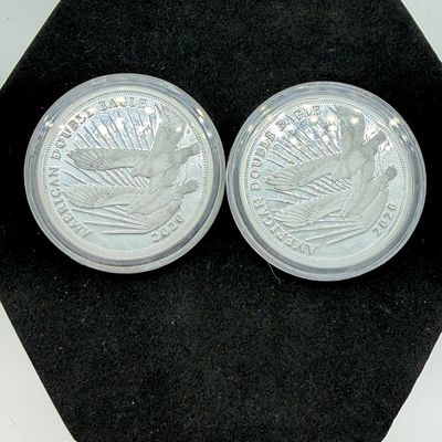 LOT 122: Two Cook Islands 1/2 Ounce .999 Fine Silver $2 American Double Eagle Coins