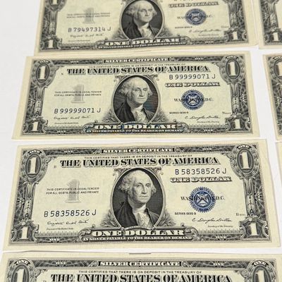 LOT 22: One Dollar U.S. Silver Certificate Bills (10) 1935